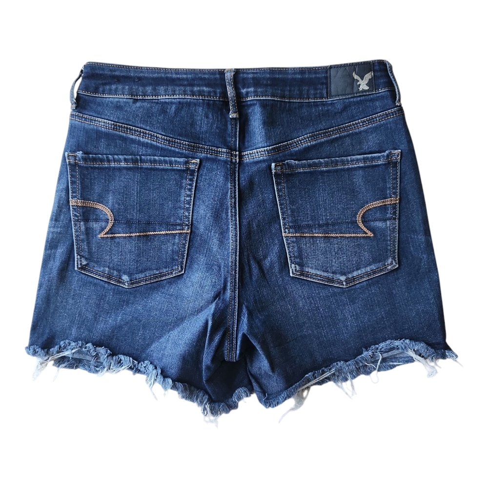 American Eagle Outfitters Women's Blue Denim Shorts Super High Rise Shortie 10 - Picture 2 of 5